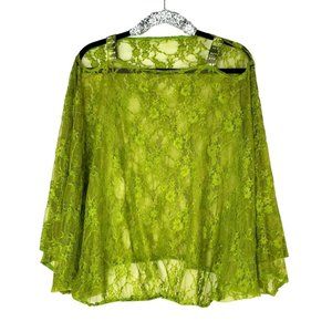 Green Boho Batwing Lace Summer Top with Swarovski Crystals on the Straps.